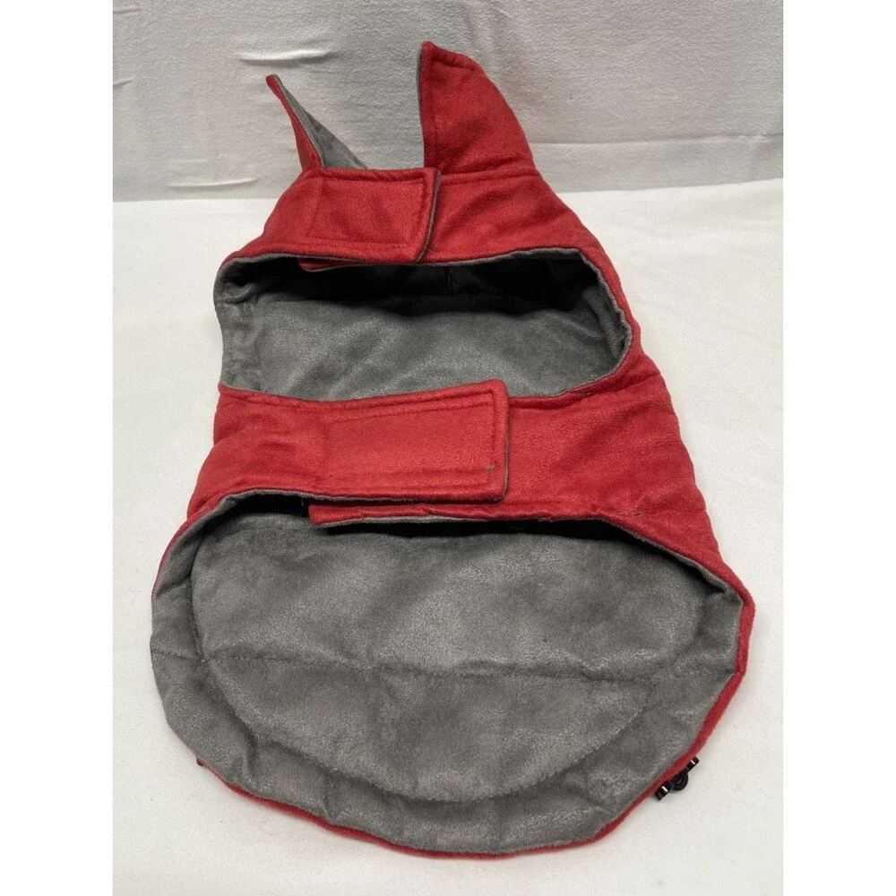 Friends Forever Dog Jacket Vest Red Suede Gray Suede Lining Size Medium NWOT